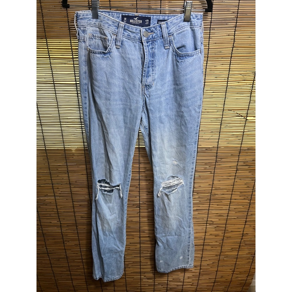 Hollister Size 3R High Rise Vintage Straight Jeans Light Wash Distressed Denim